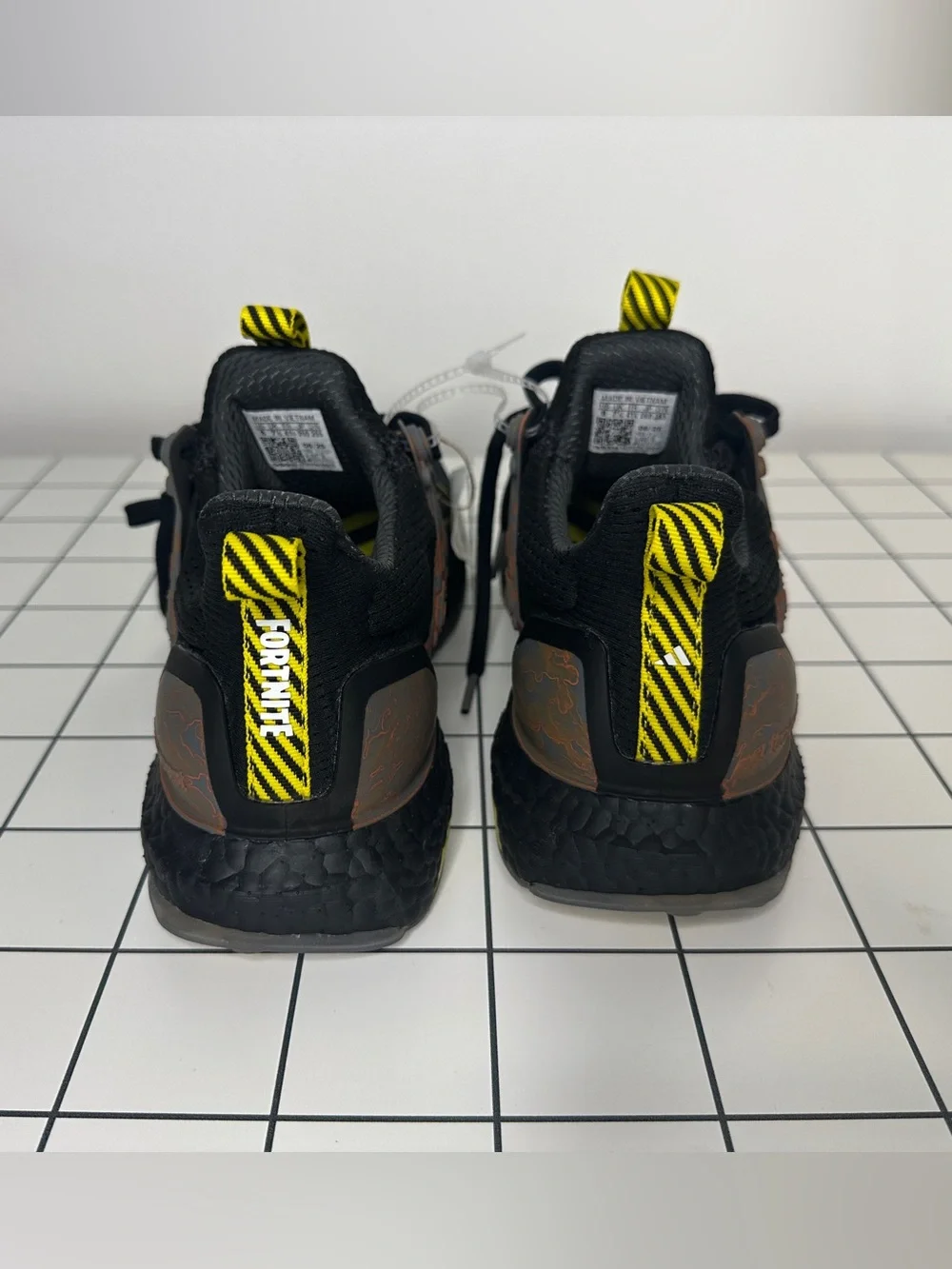 Adidas Boost Fortnite Collab Men's Black Sneakers with Neon Yellow Accents 8M